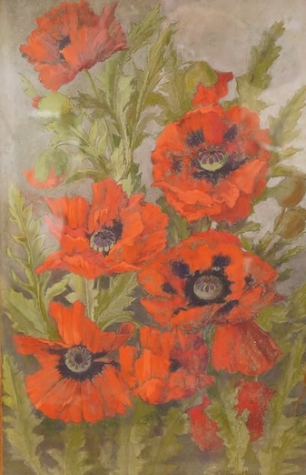 E.P. Hamilton (19th/20th century), Still life study of poppies, 1892, signed and dated lower right, watercolour, ornate gilt framed, 54 x 34cm